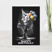 Happy Skeleton Wearing a Party Hat Birthday Karte (Vorderseite)
