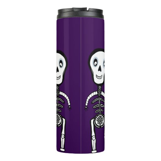 Happy Skelette mit Blume Thermosbecher (Rückseite)