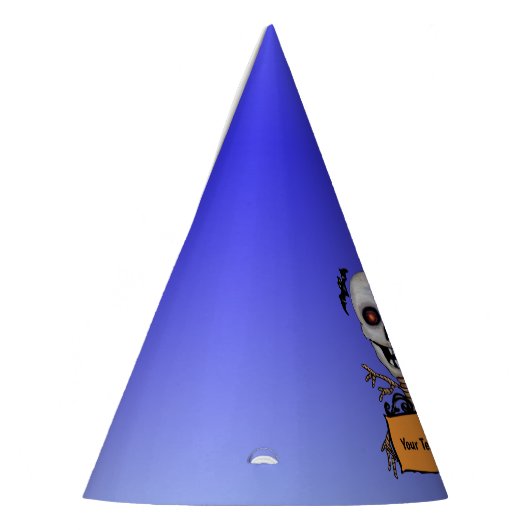 Happy Skull auf Baumzweigen Fledermäuse Orange Sig Partyhütchen (Links)