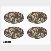 Happy Skulls Ovaler Aufkleber (Blatt)