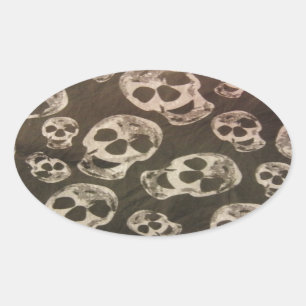 Happy Skulls Ovaler Aufkleber