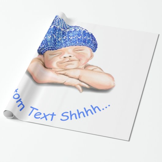 Happy Sleeping Baby Wrapping Papier Ihr Textname Geschenkpapier (Ungerollt)