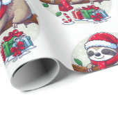 Happy Sleepy Christmas Sloth Geschenkpapier (Rolleneckpunkt)