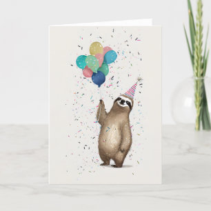 Happy Sloth Celebration Grußkarte Dankeskarte