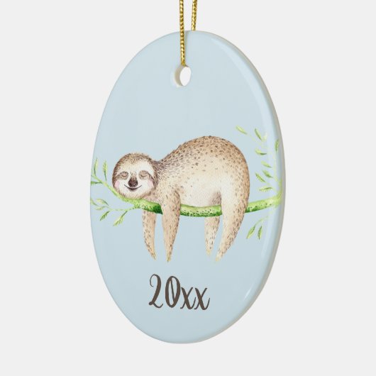 Happy Sloth Customizable Keepake Keramik Ornament (Links)