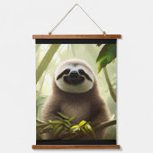 Happy Sloth Digital Art Wandteppich Mit Holzrahmen (Vorderseite)