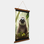 Happy Sloth Digital Art Wandteppich Mit Holzrahmen (Gewinkelt)