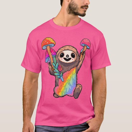 Happy Sloth Edm Rave Psychedelic Dj T-Shirt (Vorderseite)