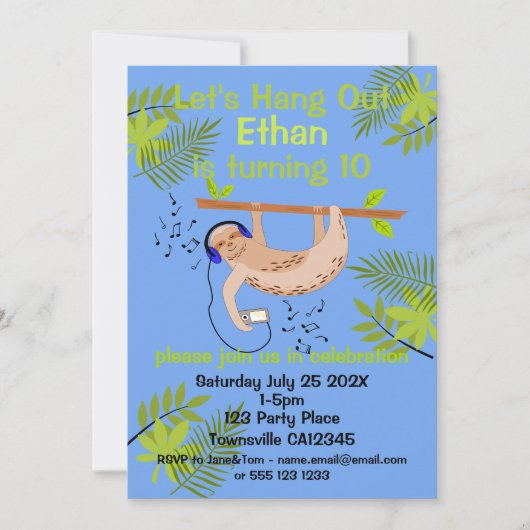 Happy Sloth Einladung (Vorderseite)