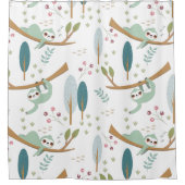 Happy Sloth Illustration Pattern Duschvorhang (Vorderseite)