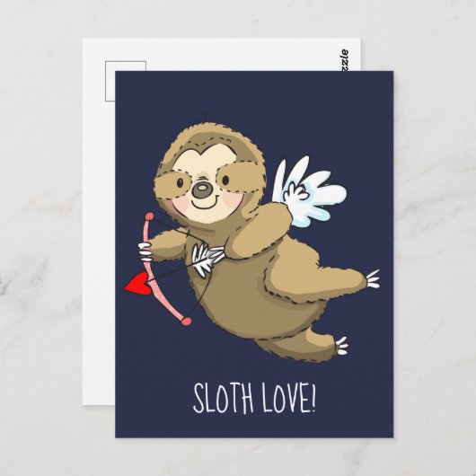 Happy Sloth Liebe Valentine Cupid Postkarte (Vorne/Hinten)