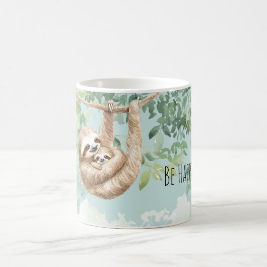 Happy Sloth Mom Baby Tree Kaffeetasse (Mittel)