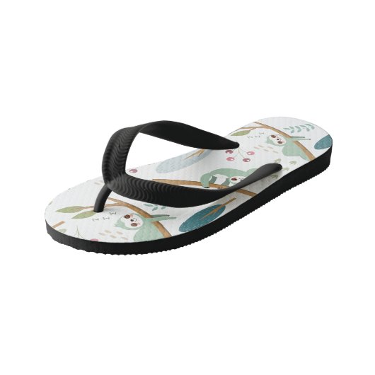 Happy Sloth Pattern Kinderbadesandalen (Schrägansicht)