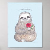 Happy Sloth Poster Niedlich Sloth mit Blume Print (Vorne)