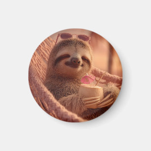 Happy Sloth Relaxen in einer Hängematte Magnet