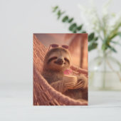 Happy Sloth Relaxen in einer Hängematte Postkarte (Stehend Vorderseite)