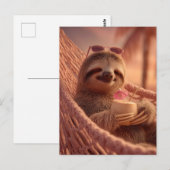 Happy Sloth Relaxen in einer Hängematte Postkarte (Vorne/Hinten)