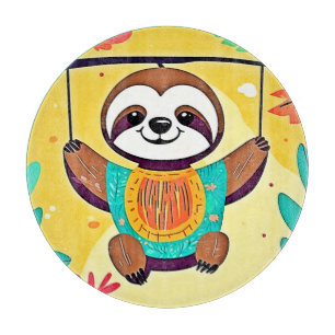 Happy Sloth Swing Design Schneidebrett