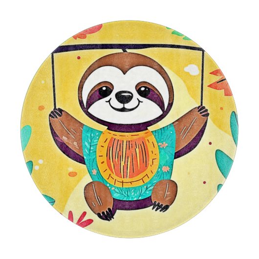 Happy Sloth Swing Design Schneidebrett (Vorderseite)
