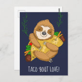 Happy Sloth Taco Bout Liebe Valentine Postkarte (Vorne/Hinten)
