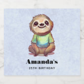 Happy Sloth Tragen eines Shirt-Niedlichen Geburtst Bierflaschenetikett (Einzelnes Label)