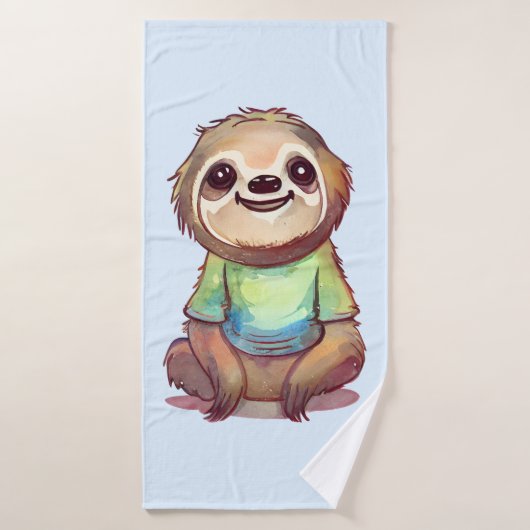 Happy Sloth Tragen eines Shirts Niedlich Badhandtuch Set (Badehandtuch)