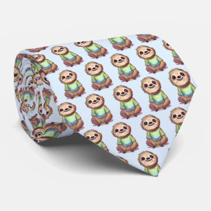 Happy Sloth Tragen eines Shirts Niedliches Muster Krawatte