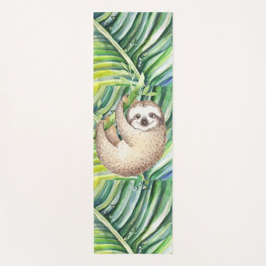 Happy Sloth Tropical Yogamatte (Vorderseite)