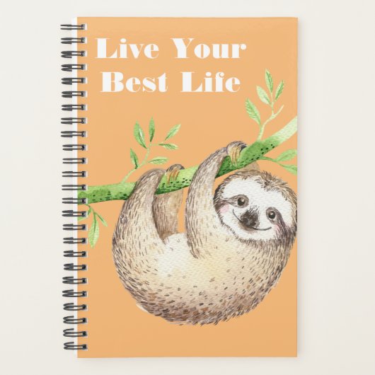 Happy Sloth Watercolor Custom Planer (Vorderseite)