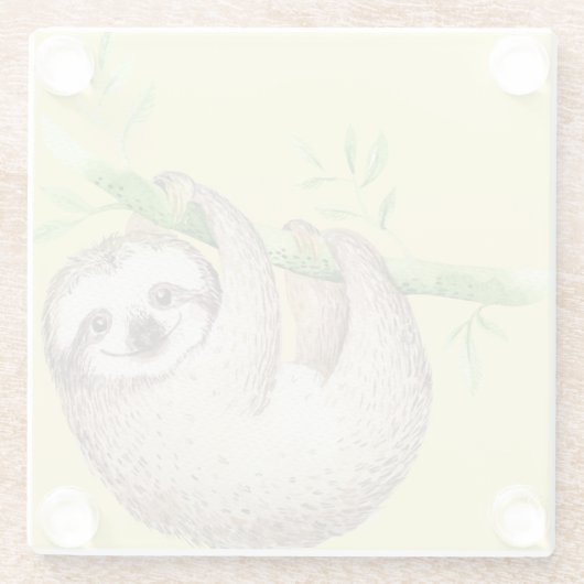Happy Sloth Watercolor Glasuntersetzer (Rückseite)