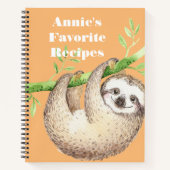 Happy Sloth Watercolor Personalisiertes Rezept Notizblock (Vorderseite)