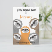 Happy Sloths Geburtstagsparty Einladung (Stehend Vorderseite)