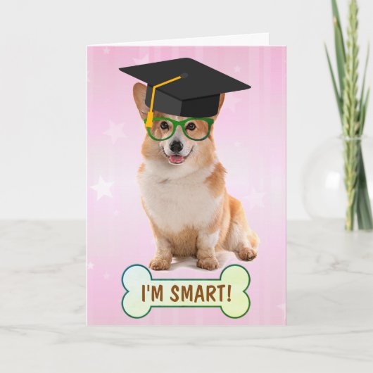 Happy Smart Corgi Abschluss Karte (Vorderseite)