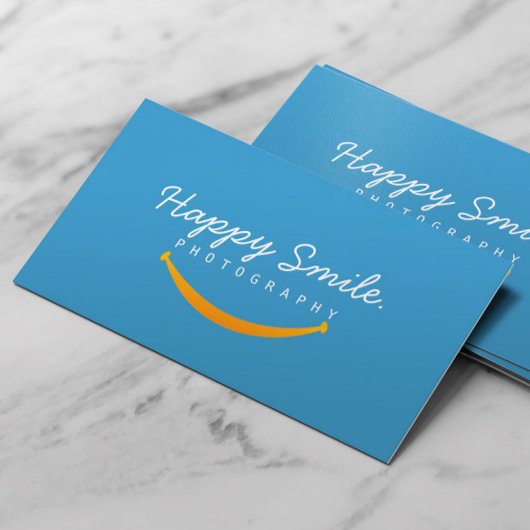 Happy Smile Blue Fotografy Business Card Visitenkarte