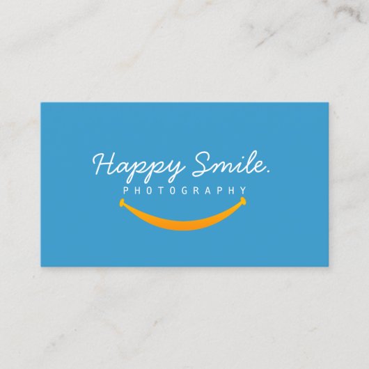 Happy Smile Blue Fotografy Business Card Visitenkarte (Vorderseite)