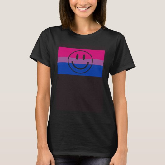 Happy Smile Face Gay Bisexual Pride Flag Queer T-Shirt (Vorderseite)