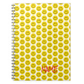 Happy Smile Face Gelb Schwarz-weißer Red Name Edit Notizblock (Vorderseite)