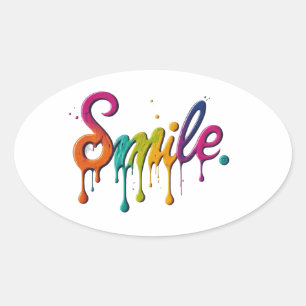 Happy Smile Ovaler Aufkleber