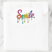 Happy Smile Ovaler Aufkleber (Tasche)