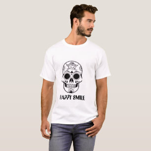 Happy Smile Totenkopf – Stylisches florales Totenk T-Shirt