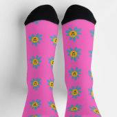 Happy Smiley Blume auf Socken (Oben)