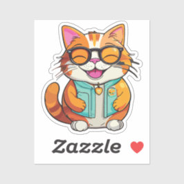 happy smiling cat aufkleber
