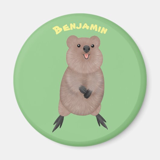 Happy smiling cute quokka cartoon design magnet (Vorne)
