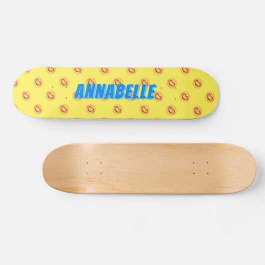 Happy Smiling Faces Blue Name Skateboard (Horizontal)