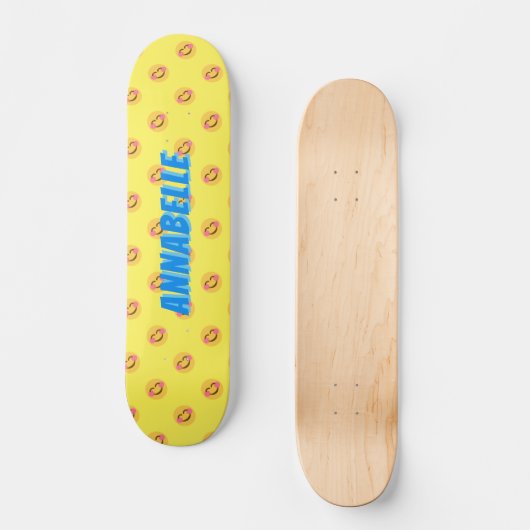 Happy Smiling Faces Blue Name Skateboard (Vorderseite)