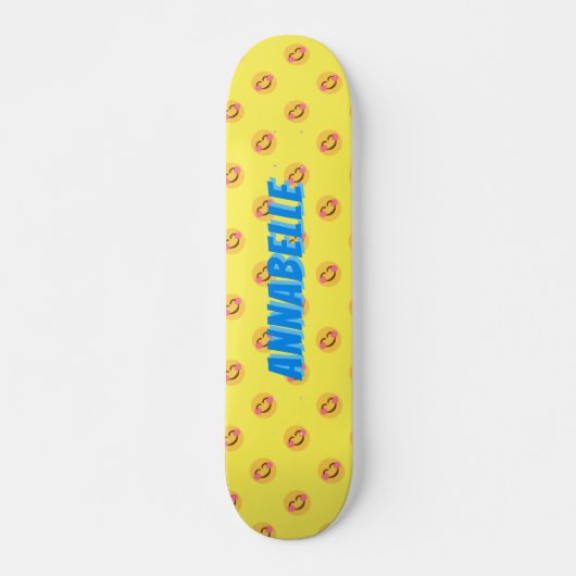 Happy Smiling Faces Blue Name Skateboard (Vorne)