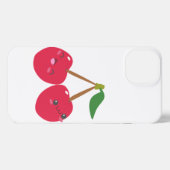 Happy Smiling Kawaii Cherry Fruit iPhone Hülle (Rückseite (Horizontal))