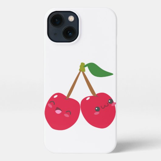 Happy Smiling Kawaii Cherry Fruit iPhone Hülle (Rückseite)