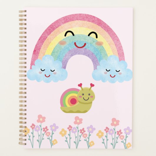 Happy Smiling Rainbow with Cute Snail & Fluffy Planer (Vorderseite)