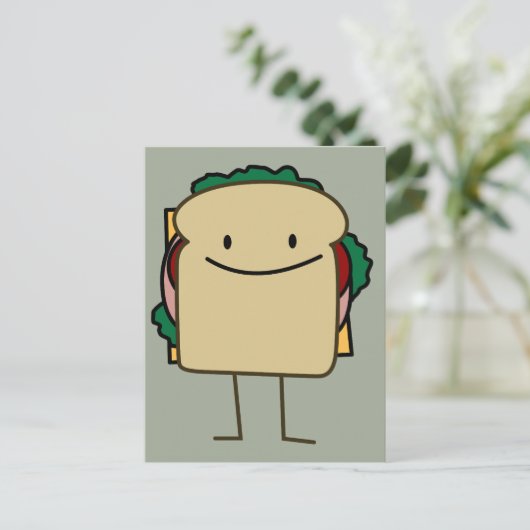 Happy Smiling Sandwich - Klassisch Postkarte (Stehend Vorderseite)